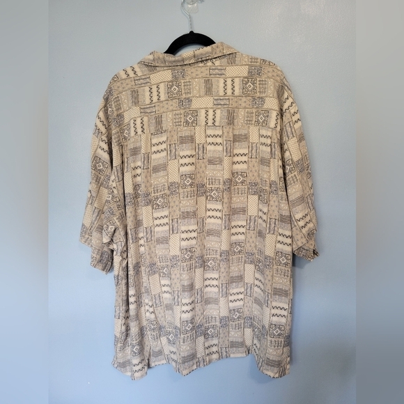 Joseph & Feiss Printed Silk Shirt Size 2X Cream - Picture 2 of 10
